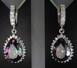 Эффектные cерьги с мистик-топазами Серебро 925
