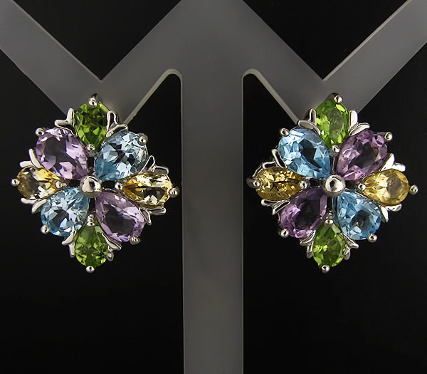 Праздничные серьги с самоцветами