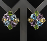 Праздничные серьги с самоцветами Серебро 925