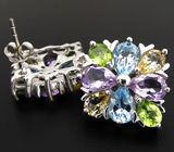 Праздничные серьги с самоцветами Серебро 925