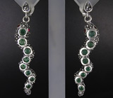 Серьги "Змейки с изумрудами, сапфирами и марказитами Серебро 925