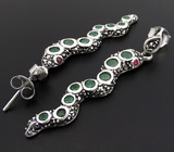 Серьги "Змейки с изумрудами, сапфирами и марказитами Серебро 925