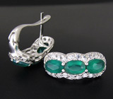 Серьги с зелеными агатами Серебро 925