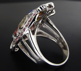 Праздничное кольцо с разноцветными сапфирами Серебро 925