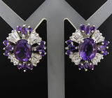 Замечательные серьги с аметистами Серебро 925