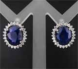 Серьги с насыщенно-синими сапфирами Серебро 925