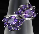 Элегантное кольцо с аметистами Серебро 925