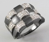 Текстурное кольцо с бриллиантами Серебро 925