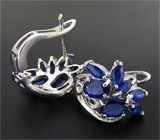 Замечательные серьги с синими сапфирами Серебро 925