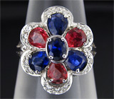 Яркое кольцо с сапфирами Серебро 925