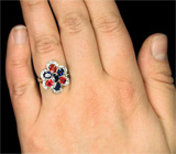 Яркое кольцо с сапфирами Серебро 925