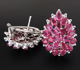 Превосходные серьги с сапфирами Серебро 925