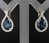 Симпатичные серьги с топазами Серебро 925