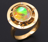 Кольцо с ограненным опалом и бриллиантами Золото