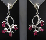 Прелестные серьги с розовыми сапфирами Серебро 925