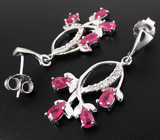 Прелестные серьги с розовыми сапфирами Серебро 925