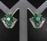 Замечательные серьги с изумрудами Серебро 925