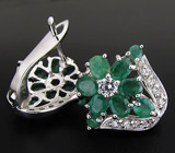 Замечательные серьги с изумрудами Серебро 925