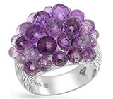 Интересное кольцо с аметистами Серебро 925
