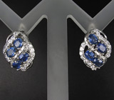 Серьги с синими сапфирами Серебро 925