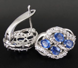 Серьги с синими сапфирами Серебро 925