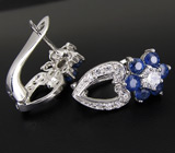 Симпатичные серьги с синими сапфирами Серебро 925