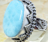 Стильное кольцо c небесно-голубым ларимаром Серебро 925