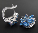 Серьги с голубыми топазами Серебро 925
