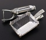 Серьги с бесцветным кварцем и бриллиантами