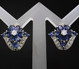 Серьги с синими сапфирами Серебро 925