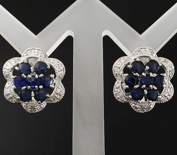 Серьги с синими сапфирами