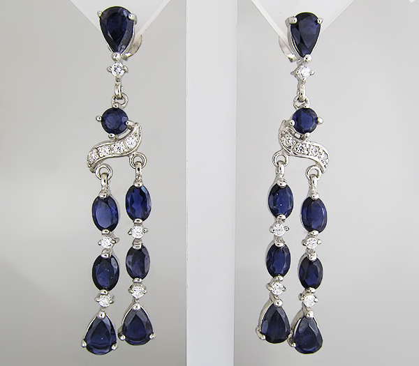 Великолепные длинные серьги с иолитами