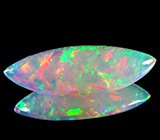 Кольцо с эфиопским опалом и разноцветными сапфирами