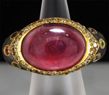 Кольцо с рубином и разноцветными сапфирами Серебро 925