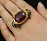 Кольцо с рубином и разноцветными сапфирами Серебро 925