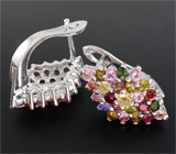 Превосходные серьги с разноцветными турмалинами Серебро 925