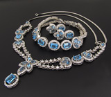 Роскошный комплект с голубыми топазами Серебро 925