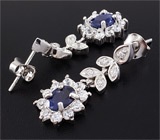 Серьги с насыщенно-синими сапфирами Серебро 925