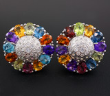 Превосходные серьги с самоцветами Серебро 925