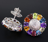 Превосходные серьги с самоцветами Серебро 925