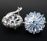 Серьги с голубыми топазами Серебро 925