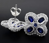 Серьги с синими сапфирами Серебро 925