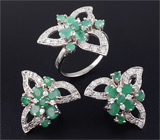Замечательный комплект с изумрудами Серебро 925