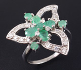 Замечательный комплект с изумрудами Серебро 925