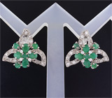 Замечательный комплект с изумрудами Серебро 925
