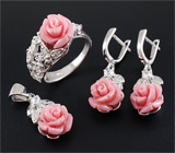 Прелестный комплект с кубиком циркония Серебро 925