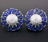 Превосходные серьги с синими сапфирами Серебро 925