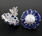 Превосходные серьги с синими сапфирами Серебро 925