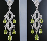 Великолепные серьги с перидотами Серебро 925