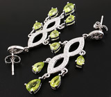 Великолепные серьги с перидотами Серебро 925